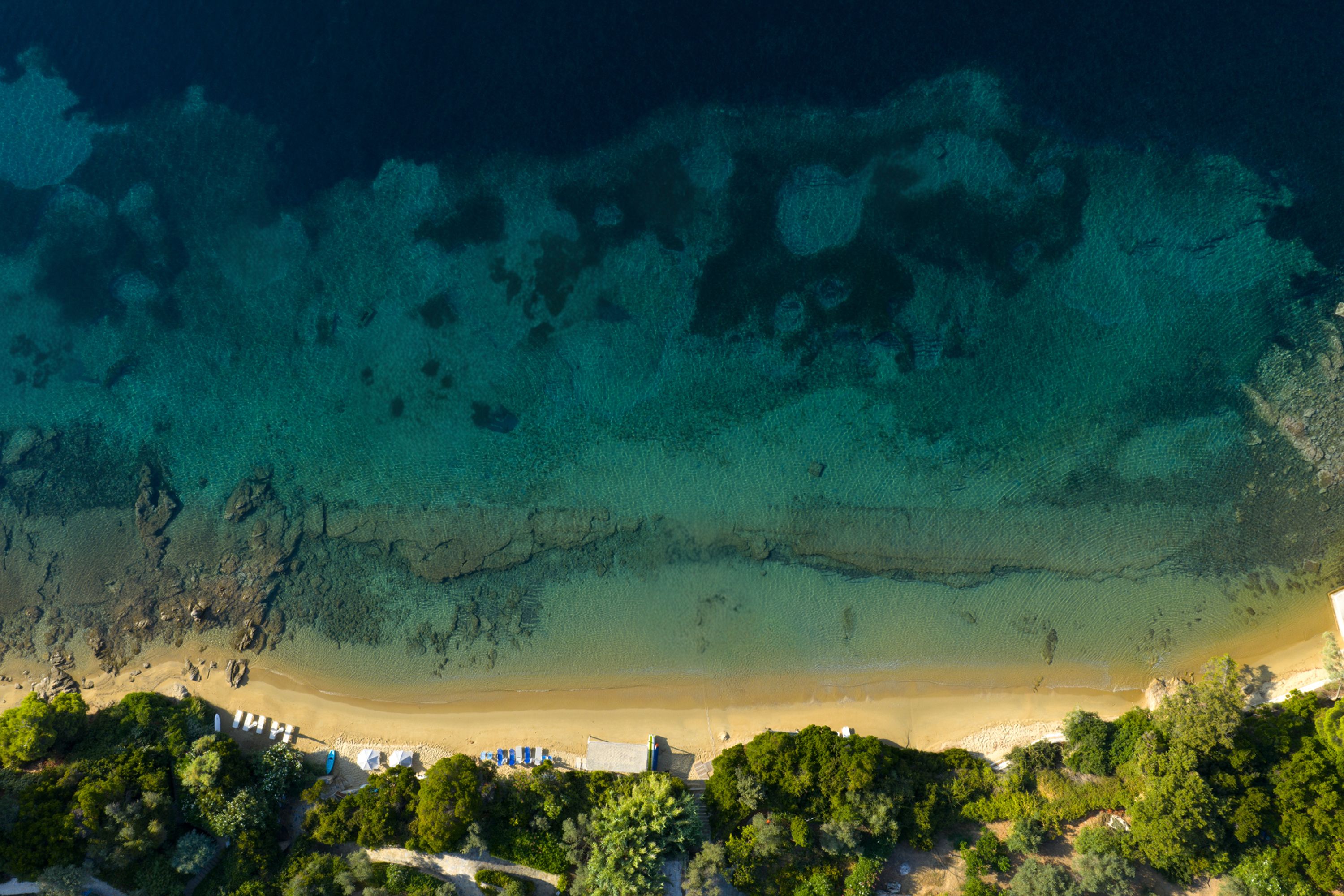 The beach below the estate, from the air