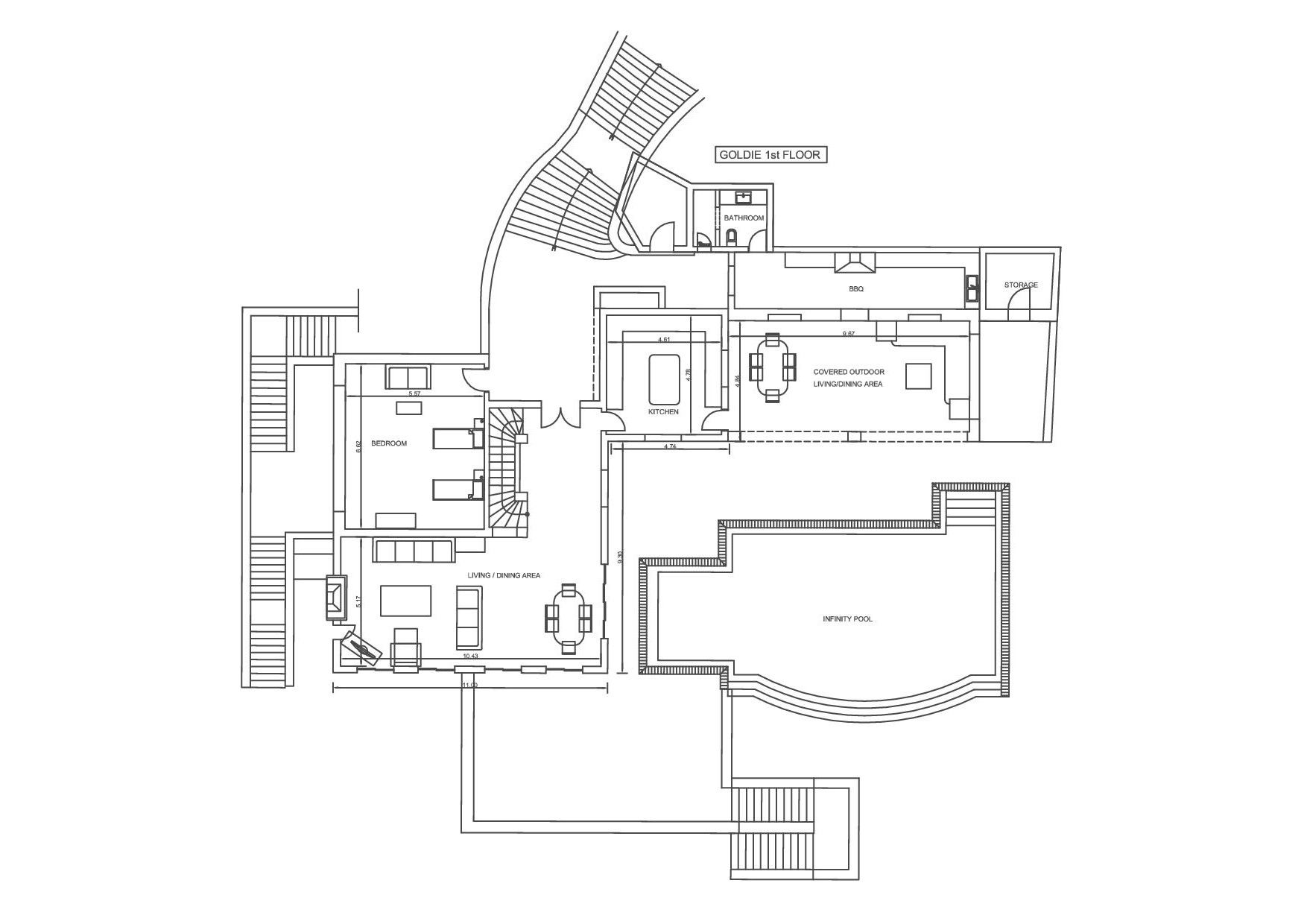 Villa Goldie floor plan: Main floor